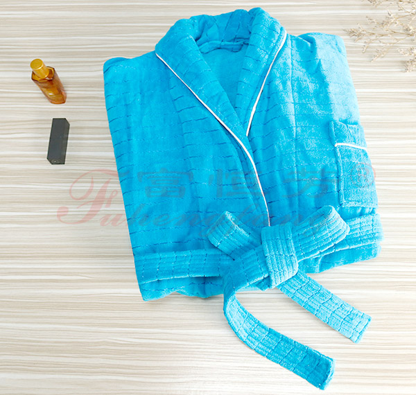 蓝色亮丝缎青果白色牙条有胸袋